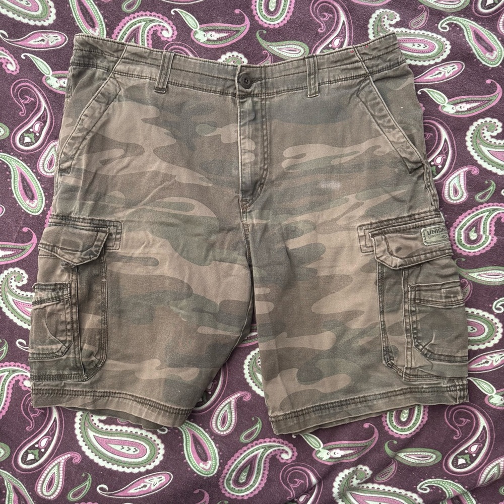 Mens Union Bay Cargo Shorts Vintage Camouflage Camo Relaxed 38 Baggy Skater